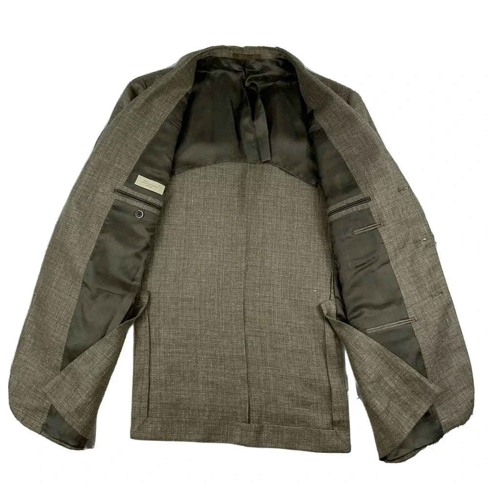 Doriani Light Brown Linen Wool Unstructured Blazer Mens 44R ID02PM304A NWT